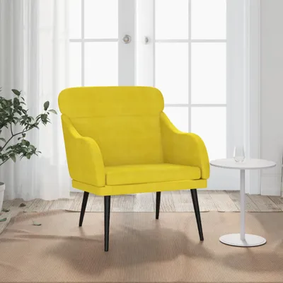 Image de The Living Store fauteuil jaune 63x76x80 cm velours