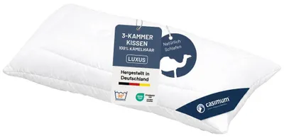 Produktbild von Kamelhaarkissen, 3-Kammer Kopfkissen 40x80 cm, Kissen 100% Kamelhaar (Außen), CASIMUM