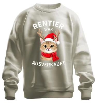Produktbild von Rentier war t Katze Santa Weihnachten lustig Sweatshirt Pullover, Natur, L