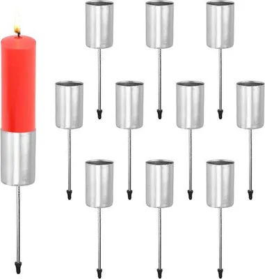 Produktbild von Famanu Adventskerzenhalter Set von 10 – Metallene Kerzenstecker – Für Weihnachtsdekoration