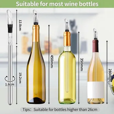 Immagine prodotto di Set per vino 7 in 1 in acciaio inossidabile con 2 elementi refrigeranti e accessori per il servizio