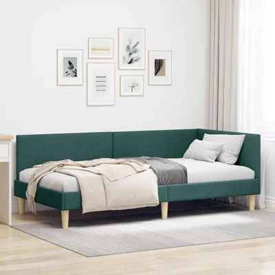 Obrázok produktu pre Maison Exclusive – Rohový rám postele, tmavozelený, 90 cm x 190 cm, látka a preglejka