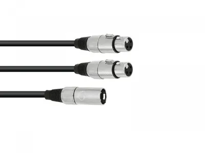 Productafbeelding van OMNITRONIC Adapterkabel XLR (mannelijk) / 2x XLR (vrouwelijk), 0,5 meter, zwart