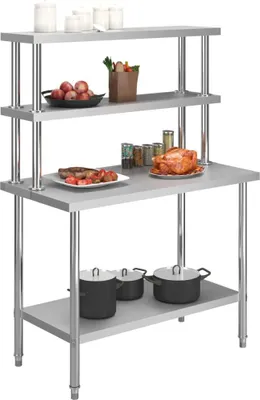 Produktbild von vidaXL Küchen-Arbeitstisch mit Aufsatzboard 120×60×150 cm Edelstahl