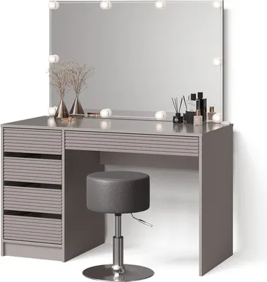 Produktbild von Schminktisch Livinity Imola Cashmere mit LED Beleuchtung und Hocker, Model 53115
