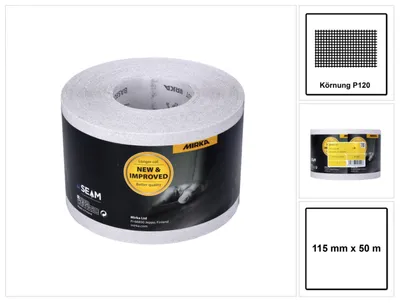 Produktbild von Mirka BASECUT Schleifpapier 115 mm x 50 m P120 Schleifrolle ( 2251100112N ) Universal Schleifpapier