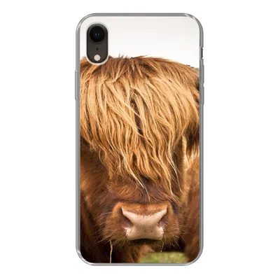 Produktbild von MuchoWow® Handyhülle Schutzhülle Hülle für iPhone XR Schottische Highlander - Braun - Gras Silikon Softcase Handy Hülle - Schutzdeckel