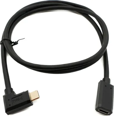 Produktbild von SYSTEM-S USB 3.1 Gen 2 Kabel 100 cm Typ C Stecker zu Buchse Winkel in Schwarz