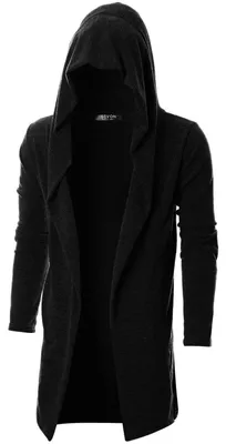 Produktbild von GIVON Herren Lange Strickjacke mit Kapuze Rüschen Schalkragen Drape Cape Pullove