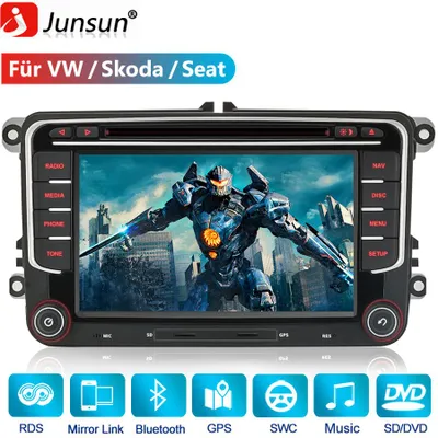 Produktbild von Autoradio 7 Zoll VW Skoda Seat – DAB+ fähig, DVD, Bluetooth, GPS, RGB Tastenbeleuchtung Rückfahrkamera kompatibel