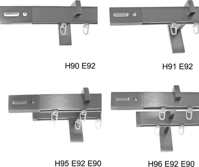 Produktbild von Innenlauf Gardinenstangen eckig Edelstahl Look kantiges Design 1-, 2- läufig E92