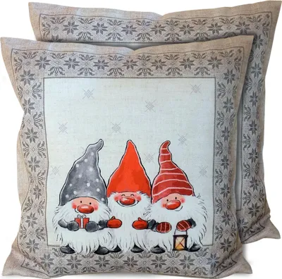 Productafbeelding van Set van 2 kussenslopen, 40x40 cm, met kerstmannetjes, ideaal voor de kerstperiode
