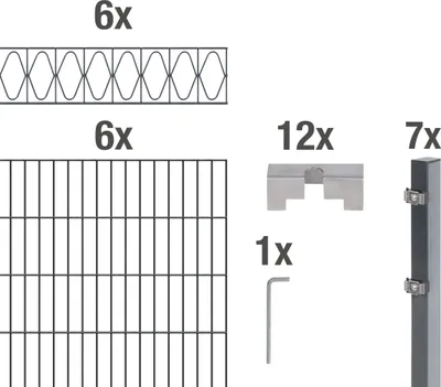 Immagine prodotto di Alberts 688776 Recinzione a doppia rete metallica come set da 32 pezzi, antracite, altezza 160 cm, lunghezza 15 m