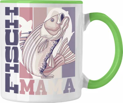 Produktbild von Trendation - Fisch Mama Tasse Geschenk für Fisch Besitzerin Spruch Geschenkidee (Grün)