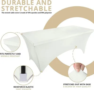 Produktbild von Tischdecke 183 x 76 x 76 cm 2er-Set, dehnbar, bügelfrei, knitterarm, langlebig, mit verstärkten Beinbeuteln