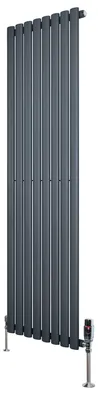 Productafbeelding van Radiator met thermostaaf en chromen ventielen – 1600 mm x 480 mm – Anthracietgrijs