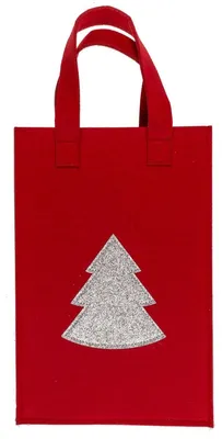 Produktbild von Rote Geschenktasche aus Filz mit Glitzermotiv Geschenktüte