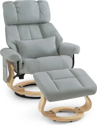 Produktbild von M MCombo Relaxsessel mit Hocker, 360° Drehbarer Fernsehsessel mit Liegefunktion, bis 120 Kg Belastbarer TV-Sessel, Moderner Ruhesessel 9066LGY