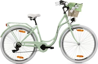 Obrázek produktu pro Městské kolo Goetze Mood 28 – dámské, 7 rychlostí Shimano, stupňovitý rám 18, LED osvětlení, košík