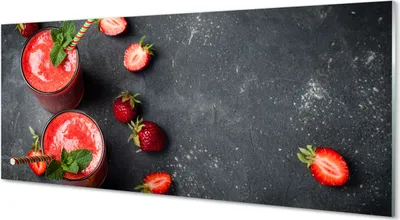 Produktbild von Glasbilder 125x50 Wandkunst Strawberry coctail
