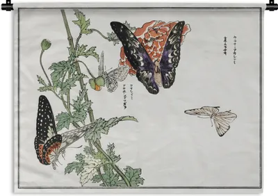 Produktbild von MuchoWow® Wandteppich Wandbehang Schmetterling - Japan - Blume 60x45 cm Tapisserie Dekoration Wandtuch - Das Schlafzimmer