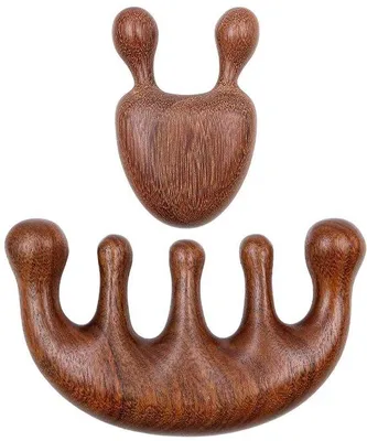 Immagine prodotto di Spazzola per capelli in legno - confezione da 2 pezzi - antistatica - in legno di sandalo - per un massaggio del cuoio capelluto rilassante
