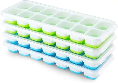 Productafbeelding van IJsblokjesvorm - Set van 4 - Siliconen - BPA-vrij - Blauw en Groen