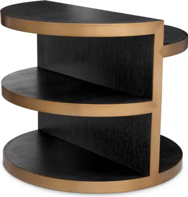 Produktbild von Casa Padrino Luxus Beistelltisch Schwarzgrau / Messing Ø 65 x H. 55,5 cm - Runder Wohnzimmer Massivholz Tisch - Wohnzimmer Möbel - Luxus Möbel - Luxus Kollektion