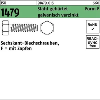 Produktbild von Reyher  Blechschrauben ISO 1479 St. 4,8x22 -F vz (250 Stück)