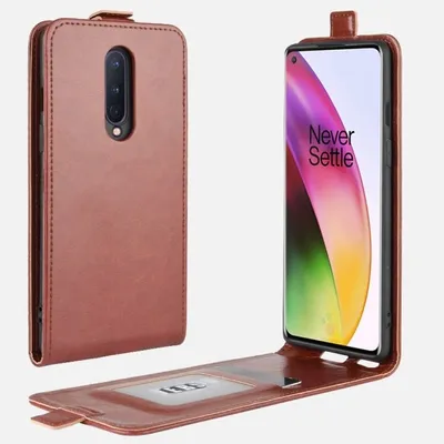 Produktbild von Flip Case Handyhülle für OnePlus 8 Vertikal Schutzhülle Tasche Cover Braun Bumper Smartphone Kartensteckplatz-Kreditkarte-Geldscheine EC-Karte Bank-Karte