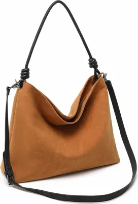 Image de Miss Lulu Femme Sac à bandoulière vintage en simili-cuir suédé Hobo Tote Bag