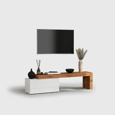 Produktbild von Modernes TV-Lowboard mit ausziehbarer Platte Norya - Weiß