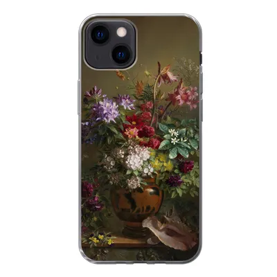 Produktbild von MuchoWow® Handyhülle Schutzhülle Hülle für iPhone 13 Stilleben mit Blumen in einer griechischen Vase - Alte Meister - Kunst Silikon Softcase Handy Hülle - Karteninhaber