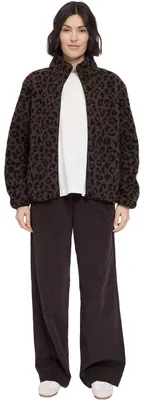 Produktbild von Mazine Printed Teddy-Fleece Jacket - Damen Kunstfelljacke, Größe:L, Farbe:chocolate brown/printed