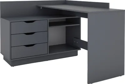 Produktbild von byLIVING Winkelschreibtisch BELFAST / Rechts oder Links montierbar / 3 Schubkästen / Anthrazit / Bürotisch / Eckschreibtisch / Schreibtisch / B 129, H 83,5, T 105 cm