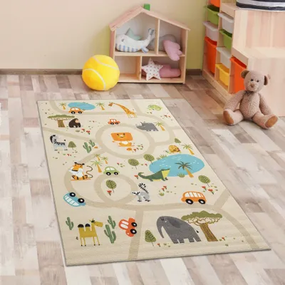 Zdjęcie produktu dla Dywan dziecięcy safari / street play beżowy rozmiar - 120 x 160 cm