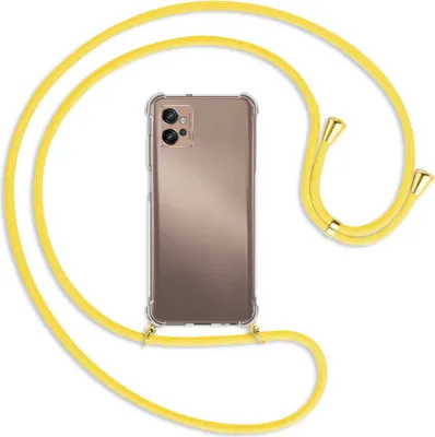 Produktbild von Handykette Backcover-Schutzhülle mit Band (Metall goldfarben) für Motorola Moto G32 (6.5'') - gelb