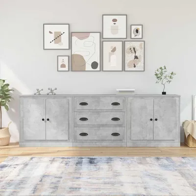 Produktbild von vidaXL Sideboards 3 Stk. Betongrau Holzwerkstoff