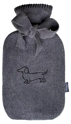 Produktbild von Eagle Products Wärmflasche POLDI, 20x35 cm, anthrazit mit Flockdruck Dackel und Kammstich schwarz)