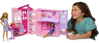 Obrázok produktu pre Sada pre bábiku Barbie: Domček na cesty JMD28 - 4 miestnosti - 10 doplnkov - odnímateľný