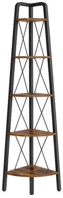 Immagine prodotto di Libreria a 5 ripiani, angolare, in metallo, color vintage marrone e nero, dimensioni 42x30x170 cm