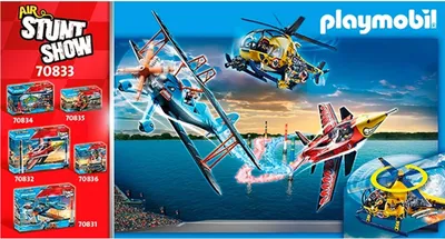 Image de PLAYMOBIL, 70833 Set de 36 pièces Air Stuntshow Hélicoptère et équipe de tournage, Coloré