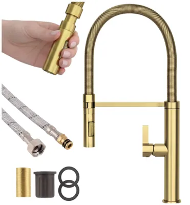 Produktbild von Granitan - Küchenarmatur - Spültischarmatur - ausziehbarer Auslauf - Gold - Wasserhahn Küche - FULL GOLD