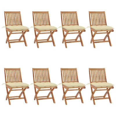 Produktbild von Klappbare Gartenstühle mit Kissen 8 Stk. Massivholz Teak