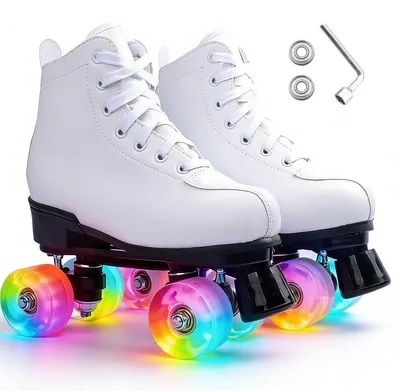 Image de Pattins à roulettes classiques avec roues lumineuses, idéaux pour les débutants