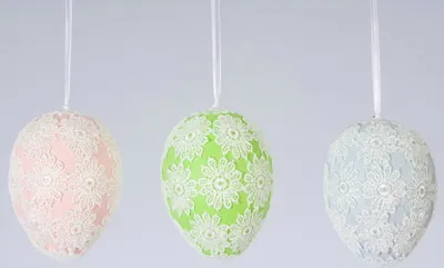 Produktbild von 3 Ostereier Osterdeko Deko Oster Ei Hänger Strauchbehang Hase Anhänger Osterhase