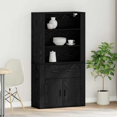 Obrázok produktu pre vidaXL Highboard čierny dubový vzhľad 80 x 33 x 150 cm materiál na báze dreva