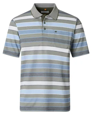 Produktbild von REDMOND Casual Herren Polo-Shirt Kurzarm Comfort Grün gestreift 5XL