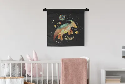 Produktbild von MuchoWow® Wandteppich Wandbehang Zitate - 'Brüllen' - Sprichwörter - Raum - Jungen - Kinder - Mädchen - Kinder 60x60 cm Tapisserie Dekoration Wandtuch - Dekorationen - Wand Decke