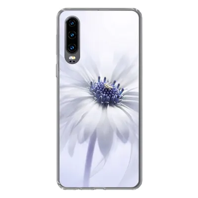 Produktbild von MuchoWow® Handyhülle Schutzhülle Hülle für Huawei P30 Blume - Abstrakt - Weiß Silikon Softcase Handy Hülle - Kartenbesitzer